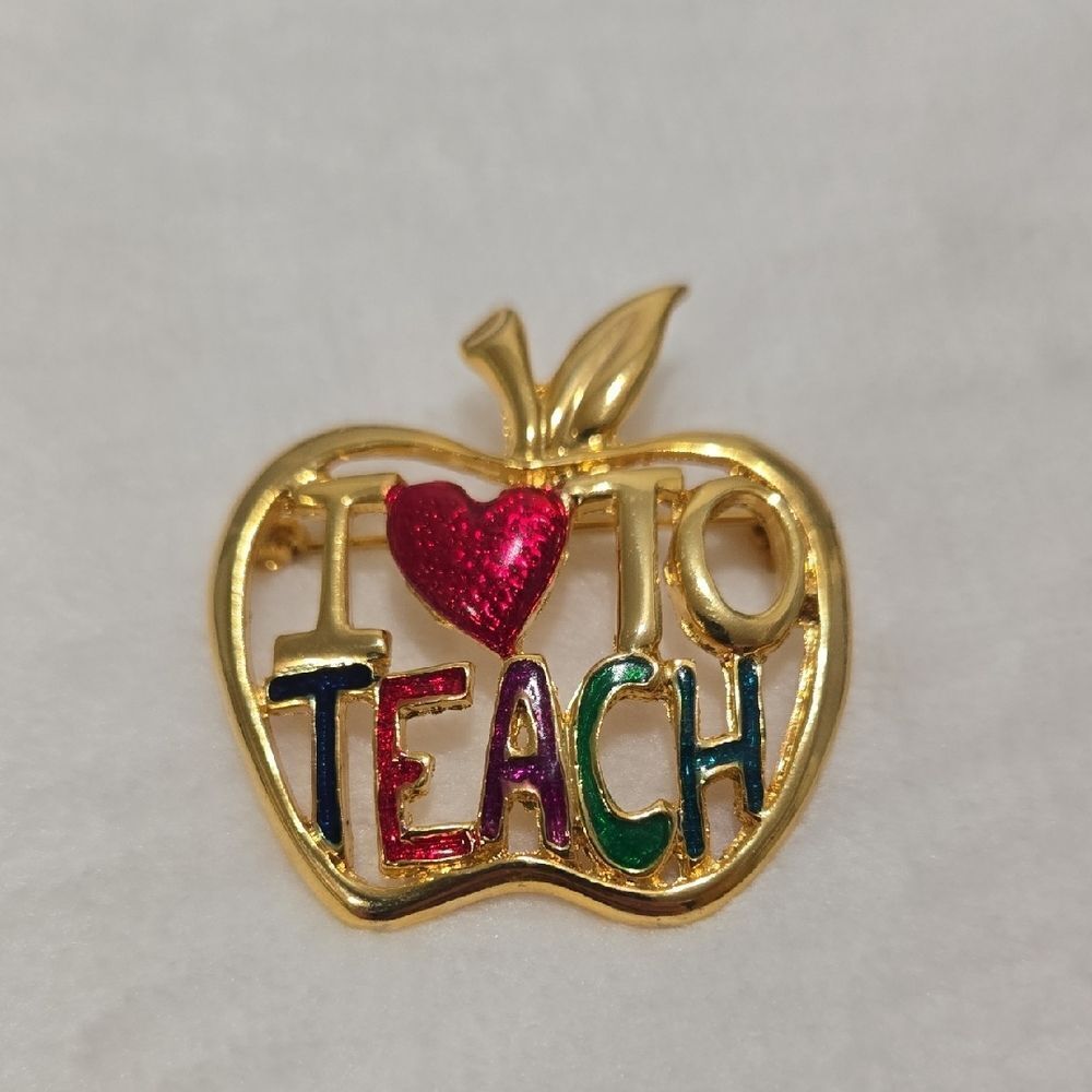Gold Apple Teacher Brooch
